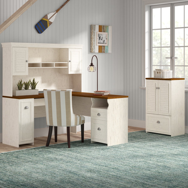 Beachcrest Home Waelder 4 Piece LShape Computer Desk Office Set with Hutch & Reviews Wayfair